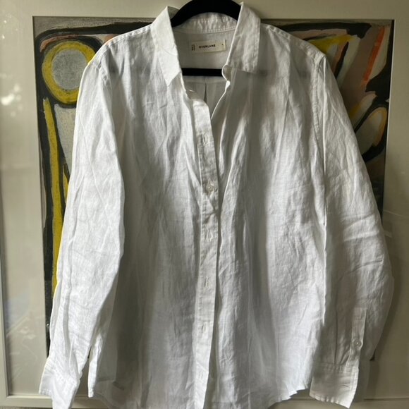 NWOT Everlane The Must-Have Shirt in White Linen 4 - Picture 6 of 7
